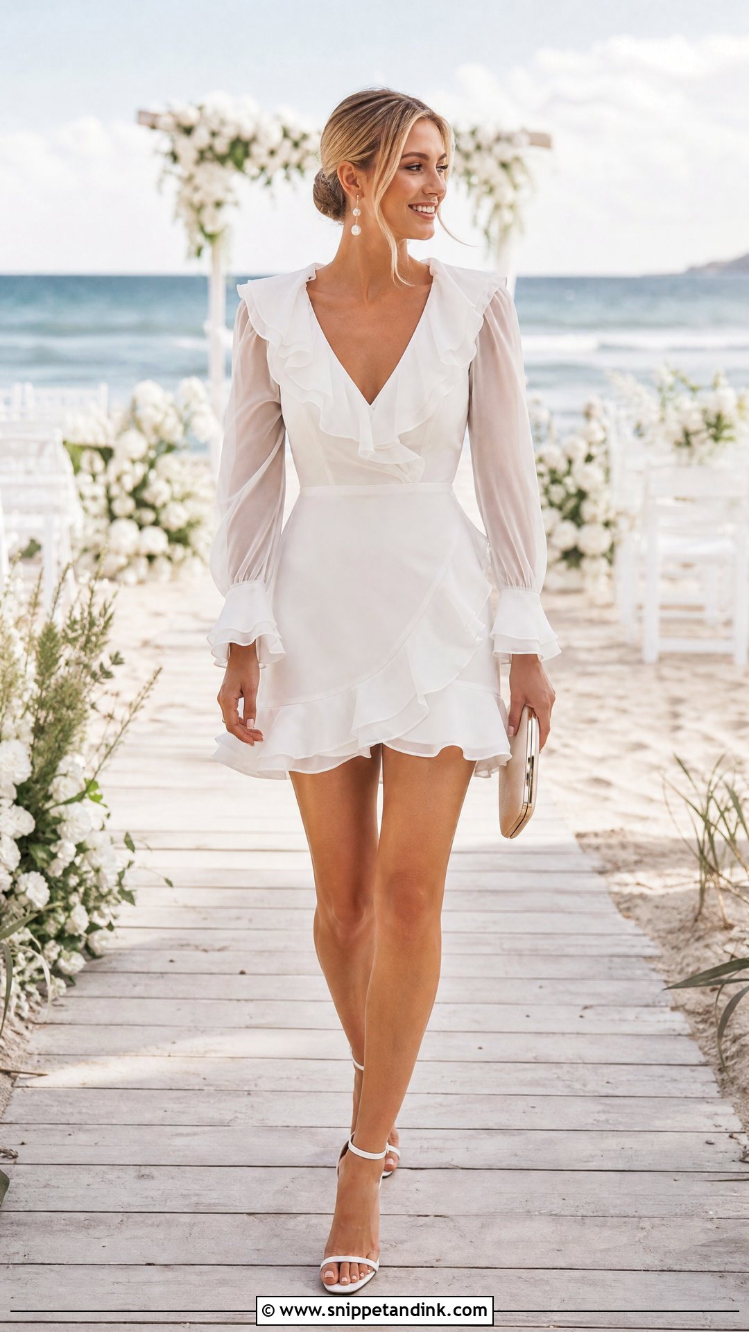 White Ruffle Mini Wedding Dress - Snippet and Ink - 25 Short White Wedding Dress Ideas