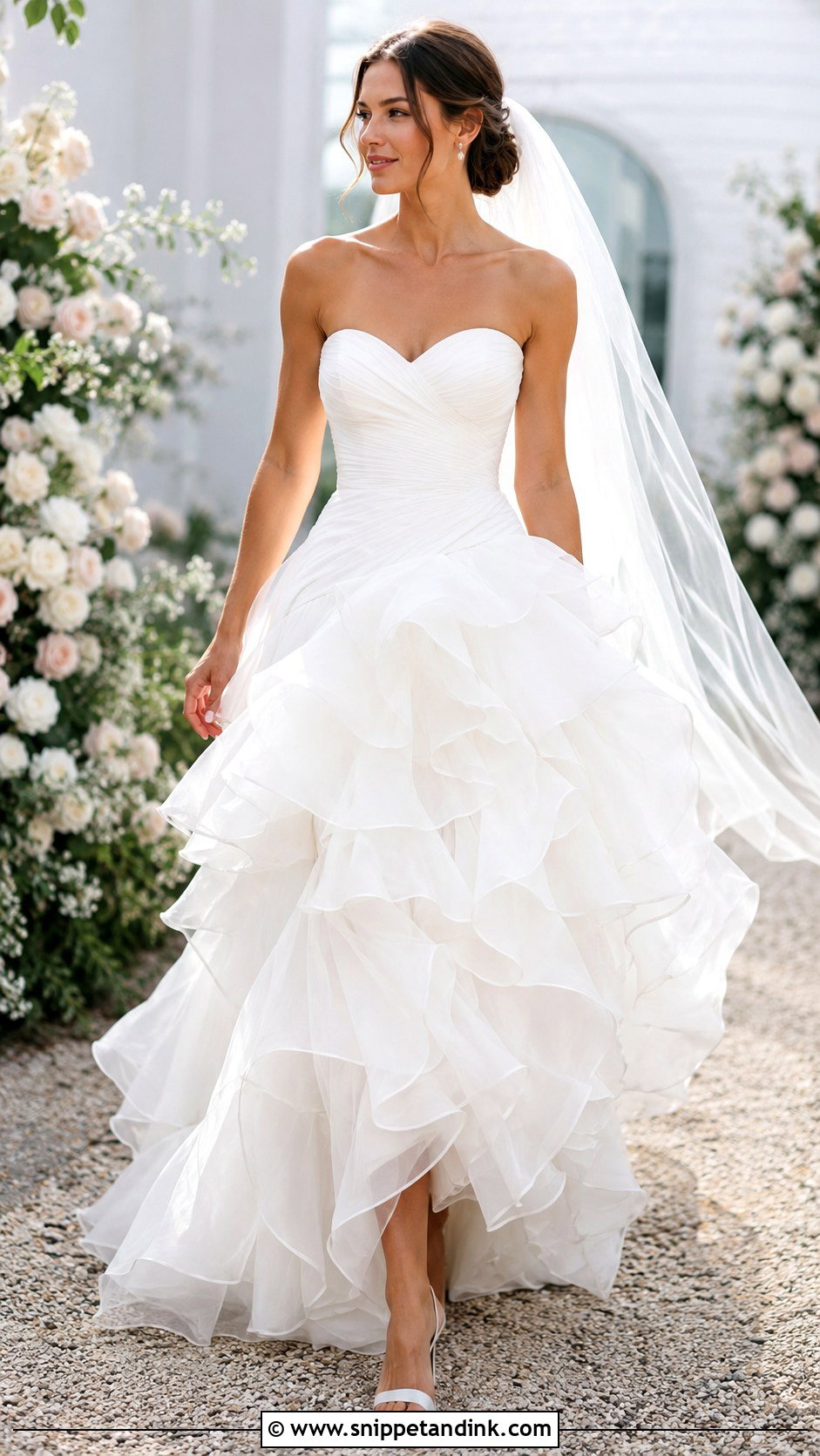 White Ruffle Wedding Gown - Snippet and Ink - 30 White Wedding Gown Ideas