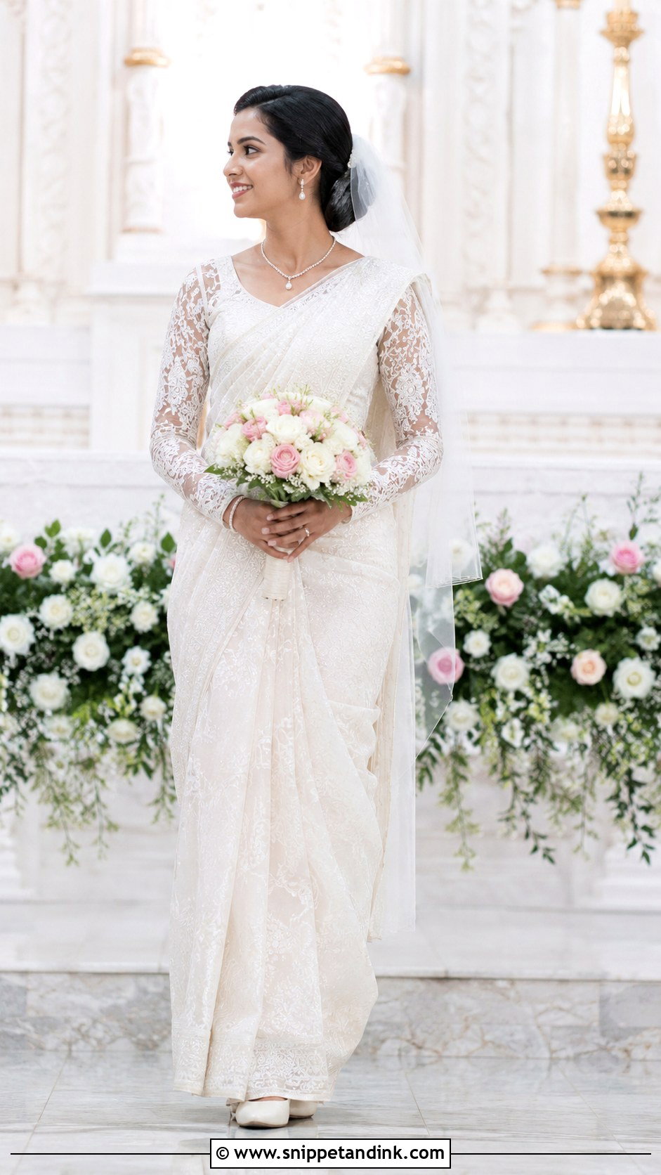 White Saree Mangalorean Catholic Bride - Snippet and Ink - 20 Mangalorean Bride Ideas