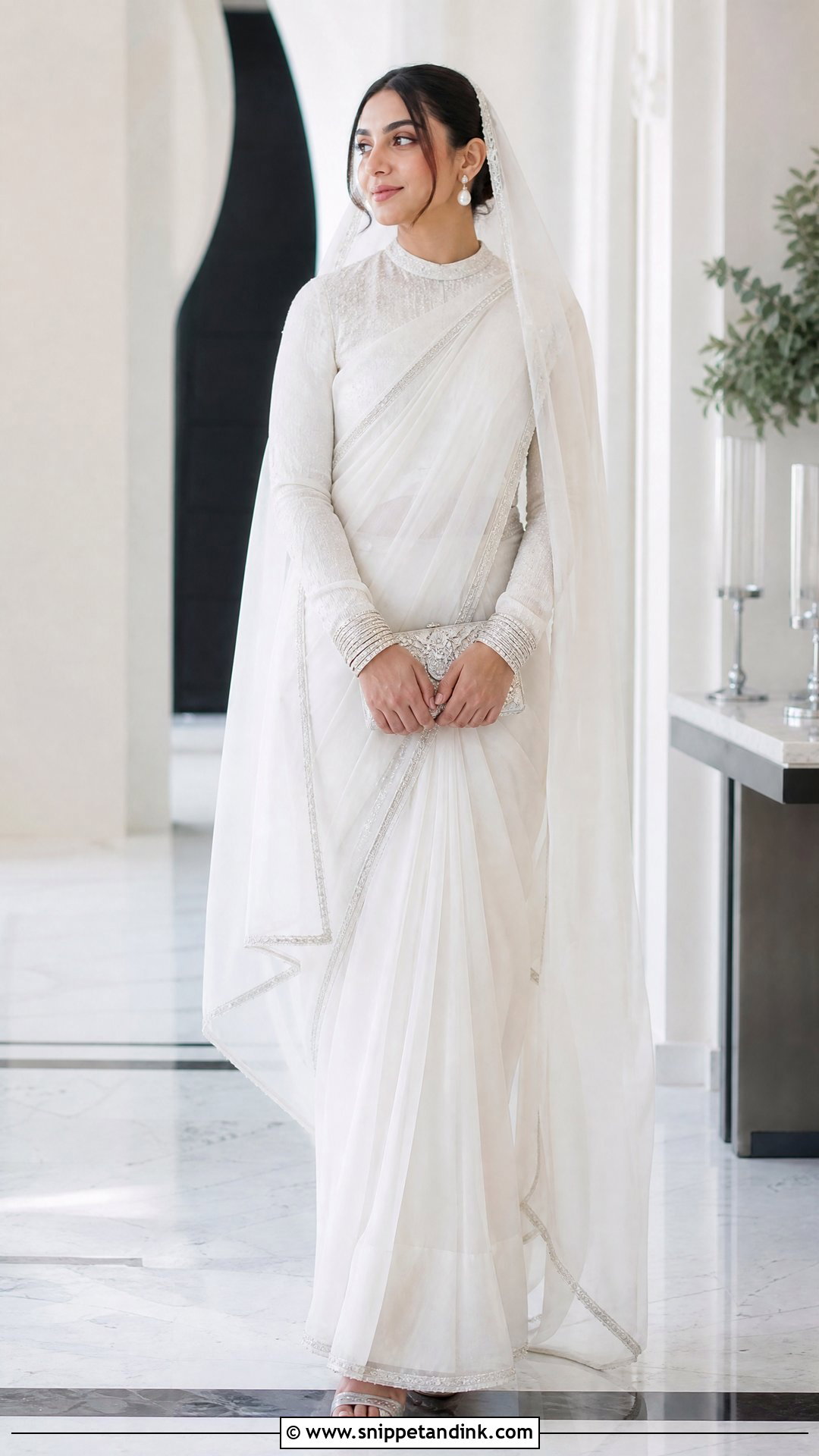 White Saree Nikah Dress - Snippet and Ink - 20 Nikah Bridal Dress Ideas