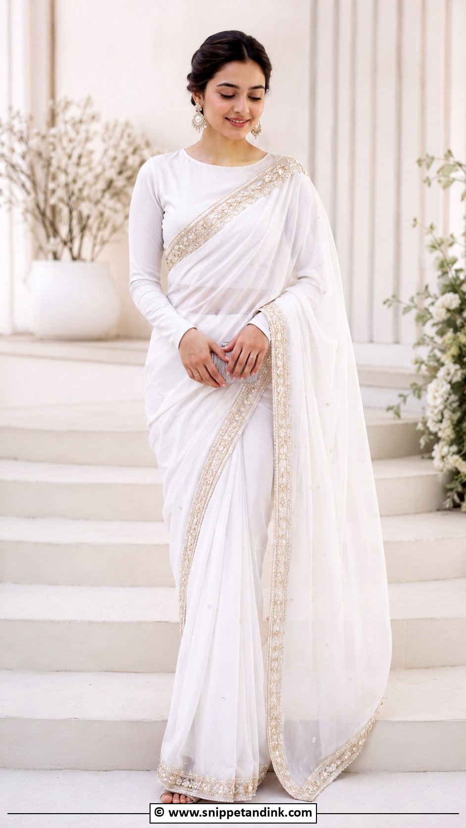 White Saree Nikah Outfit - Snippet and Ink - 35 Nikah Outfit Ideas