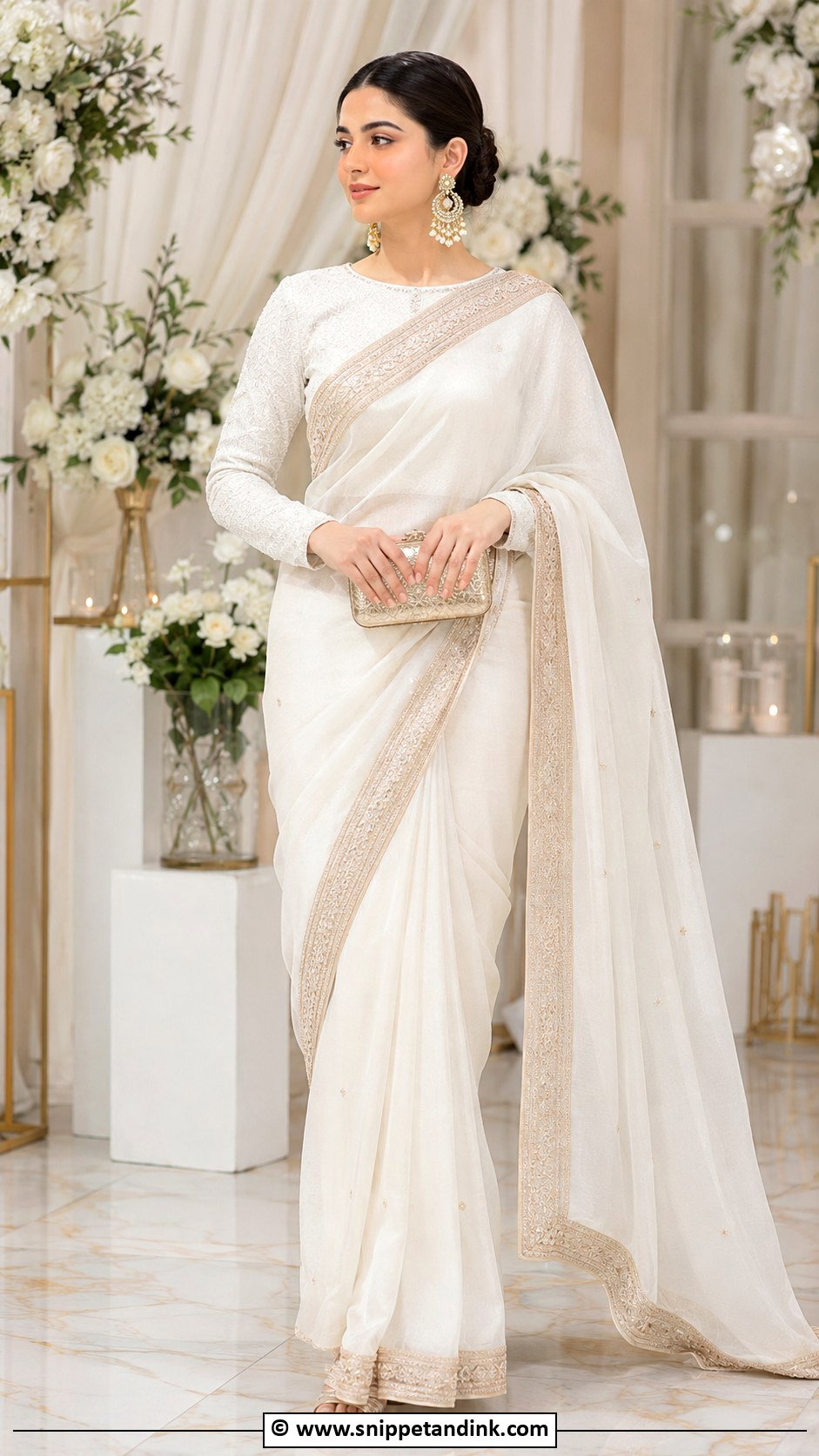 White Saree Nikah Outfit - Snippet and Ink - 35 Nikah Dress Ideas
