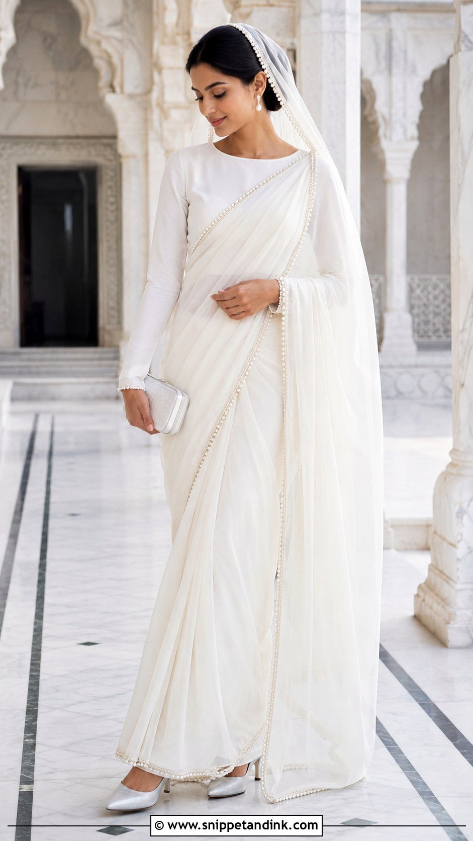 White Saree Nikkah Dress - Snippet and Ink - 20 Dresses for Nikkah