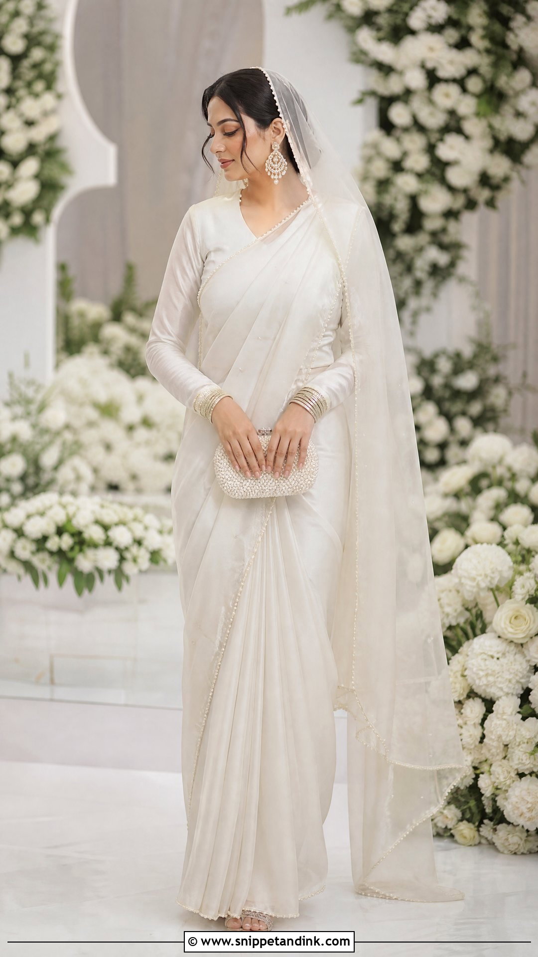 White Sari Nikkah Bridal Dress - Snippet and Ink - 20 Nikkah Bridal Dress Ideas