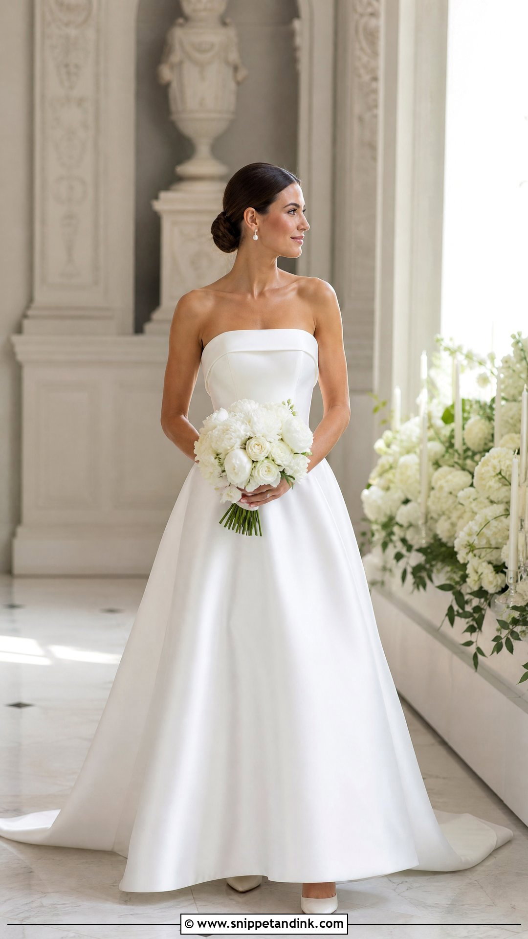 White Satin A Line Bridal Dress - Snippet and Ink - 25 White Bridal Dress Ideas
