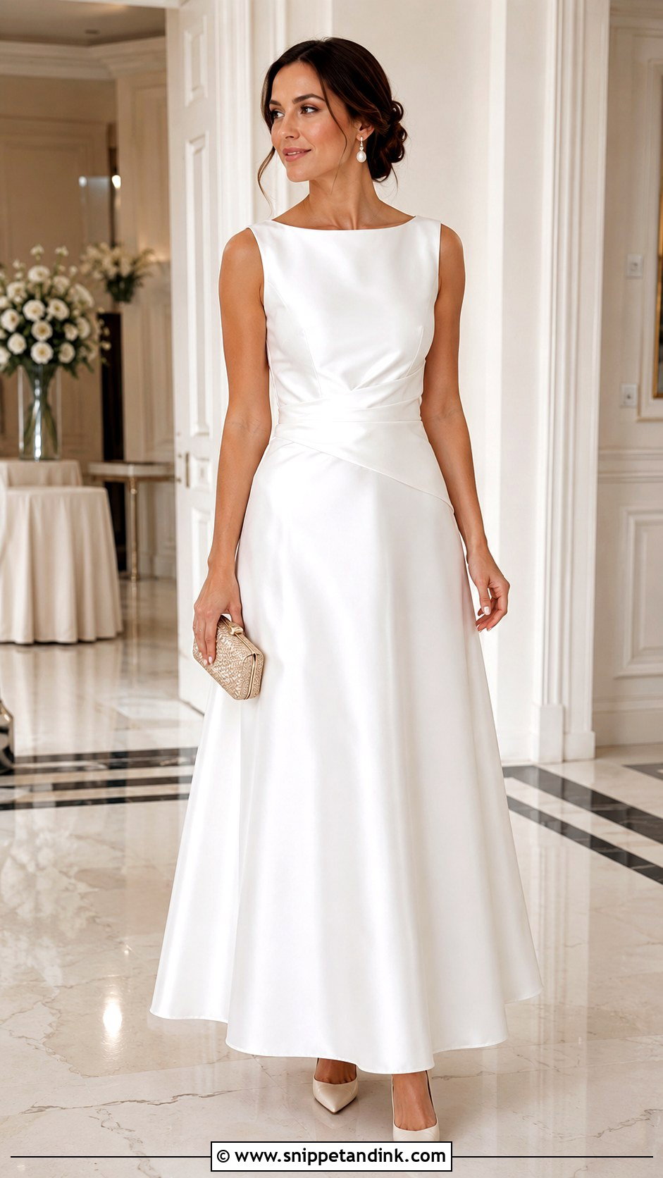 White Satin A Line Gown - Snippet and Ink - 20 Elegant White Gown Ideas