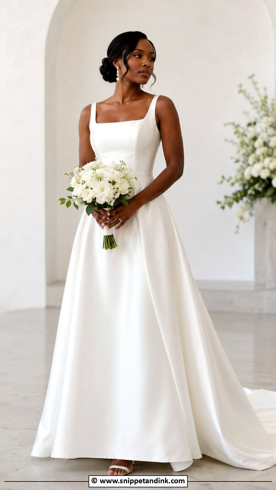 White Satin A Line Wedding Dress - Snippet and Ink - 30 Wedding Dresses Black Women