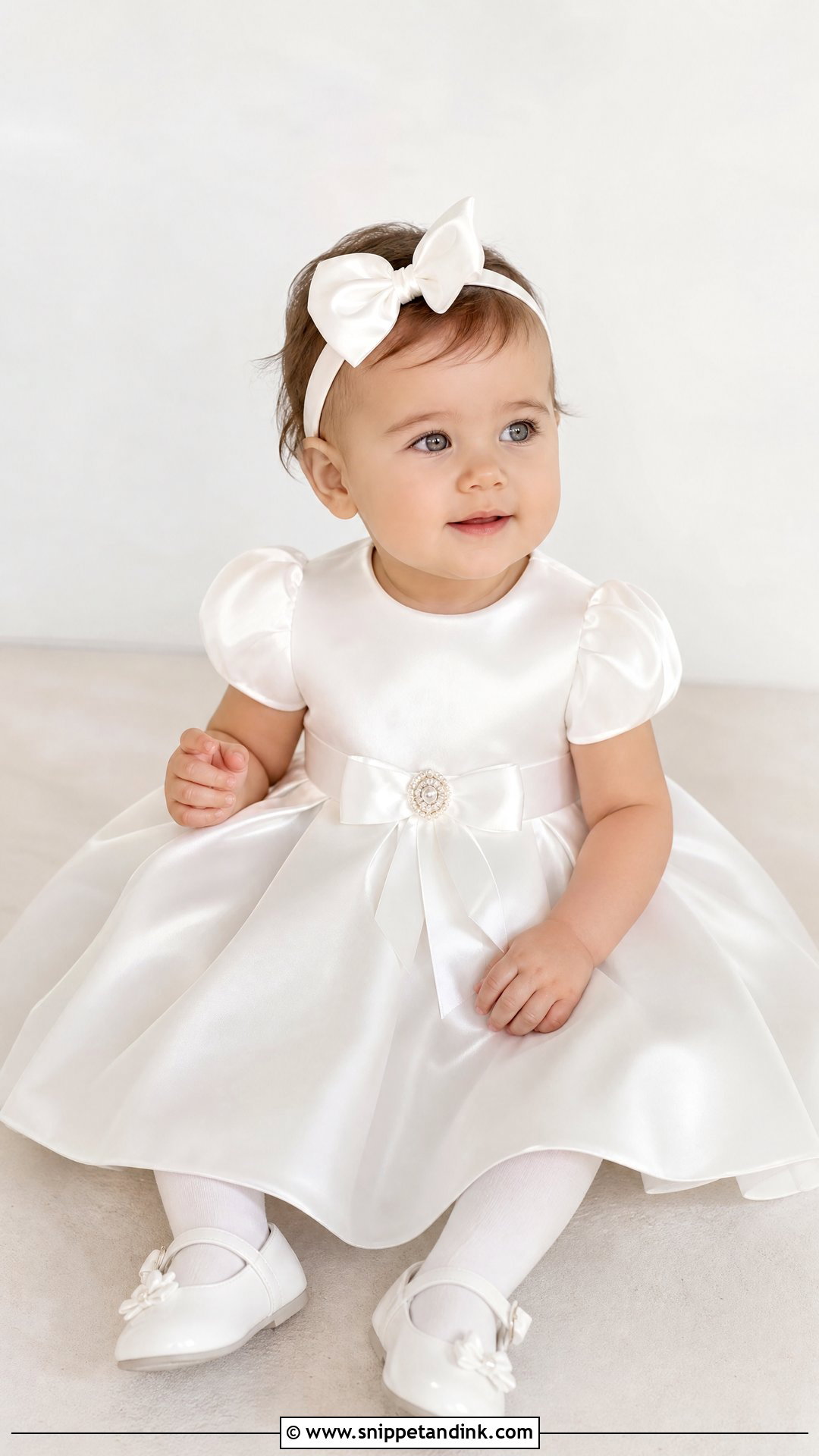 White Satin Baby Girl Wedding Dress - Snippet and Ink - 25 Baby Girl Wedding Dress Ideas