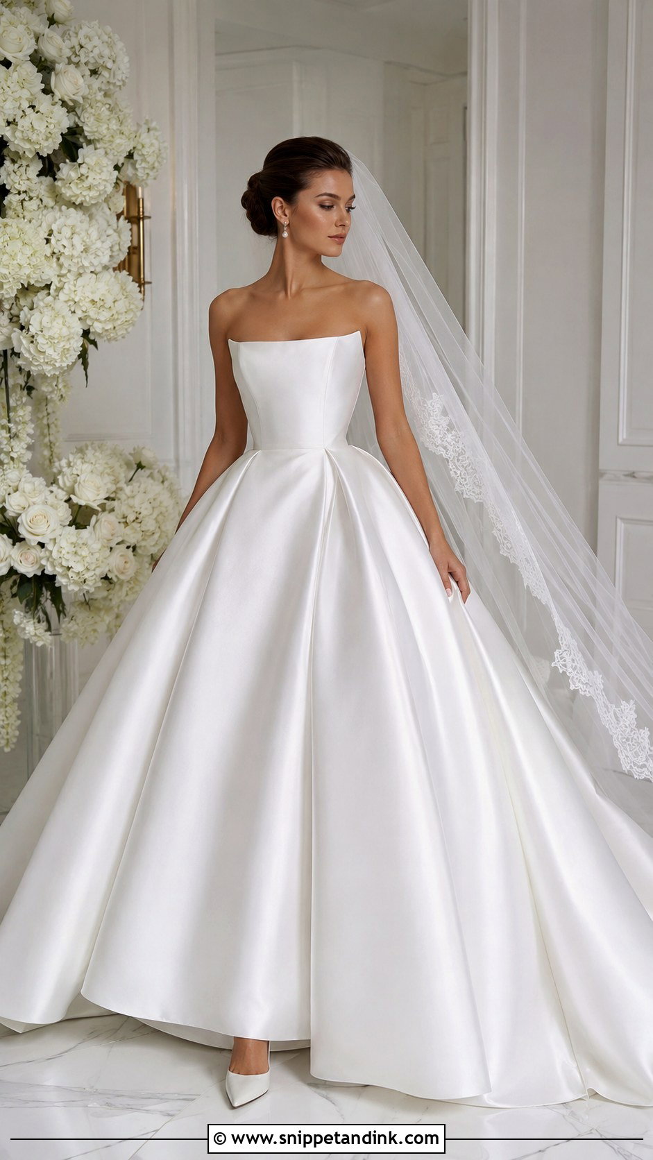 White Satin Ball Gown - Snippet and Ink - 30 White Wedding Gown Ideas