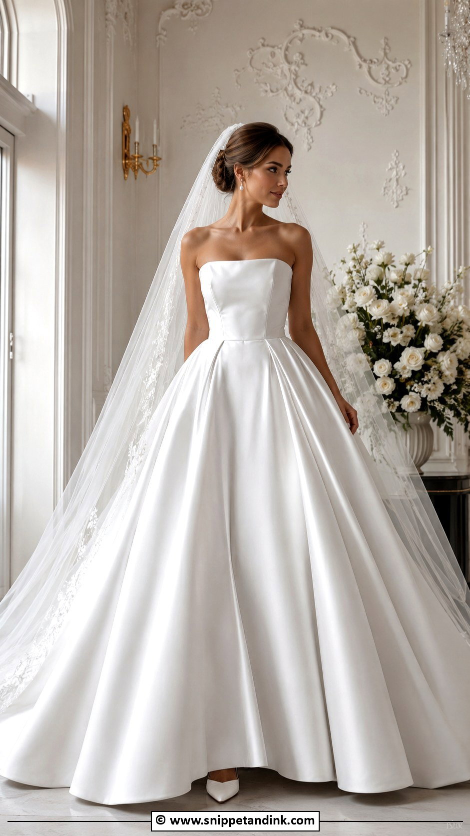 White Satin Ball Gown Wedding Dress - Snippet and Ink - 35 White Wedding Dresses