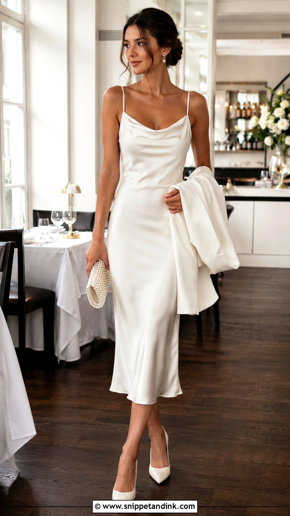 White Satin Bride Cocktail Dress - Snippet and Ink - 20 Bride Cocktail Dress Ideas