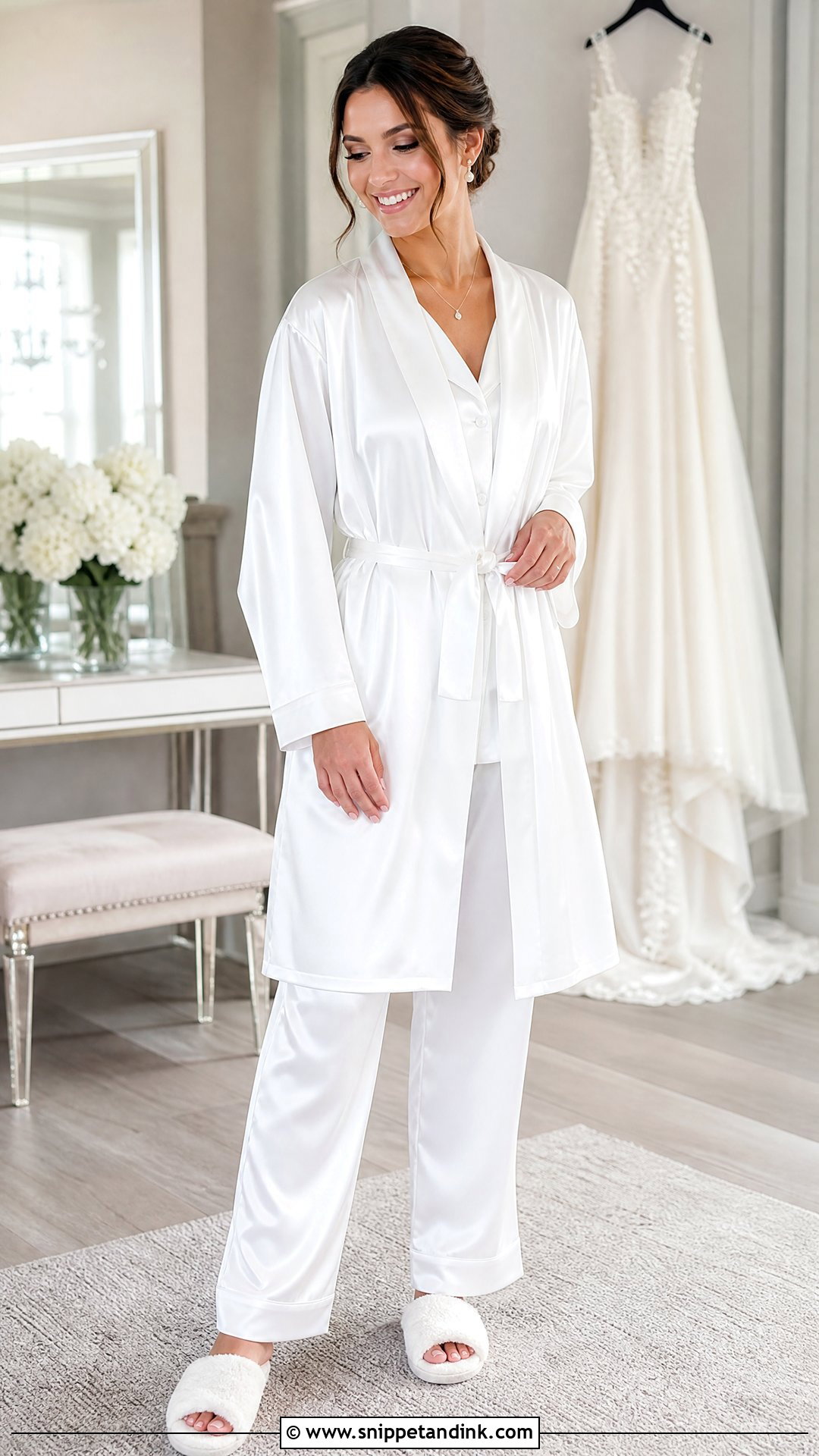 White Satin Bride Robe - Snippet and Ink - 20 Bride Robe Getting Ready Ideas