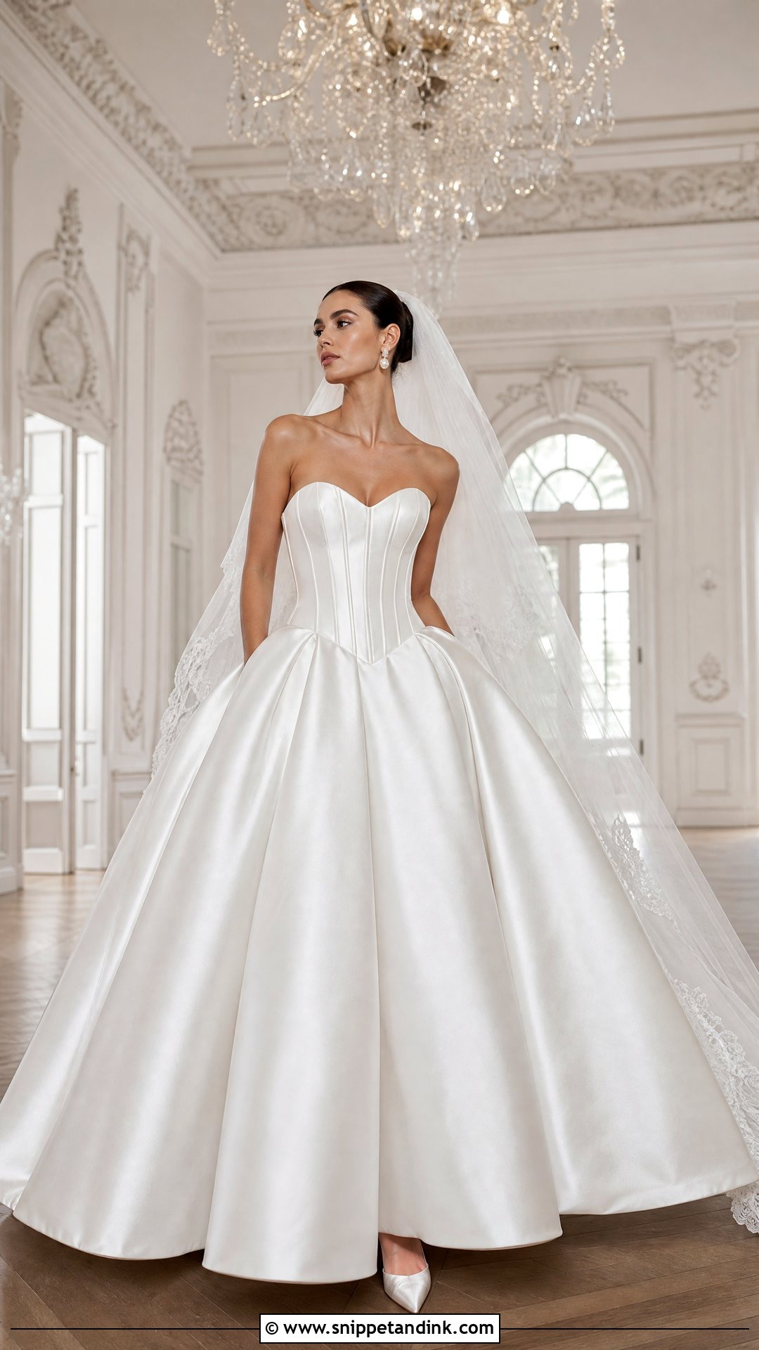 White Satin Corset Ball Gown Wedding Dress - Snippet and Ink - 20 White Corset Wedding Dress Ideas