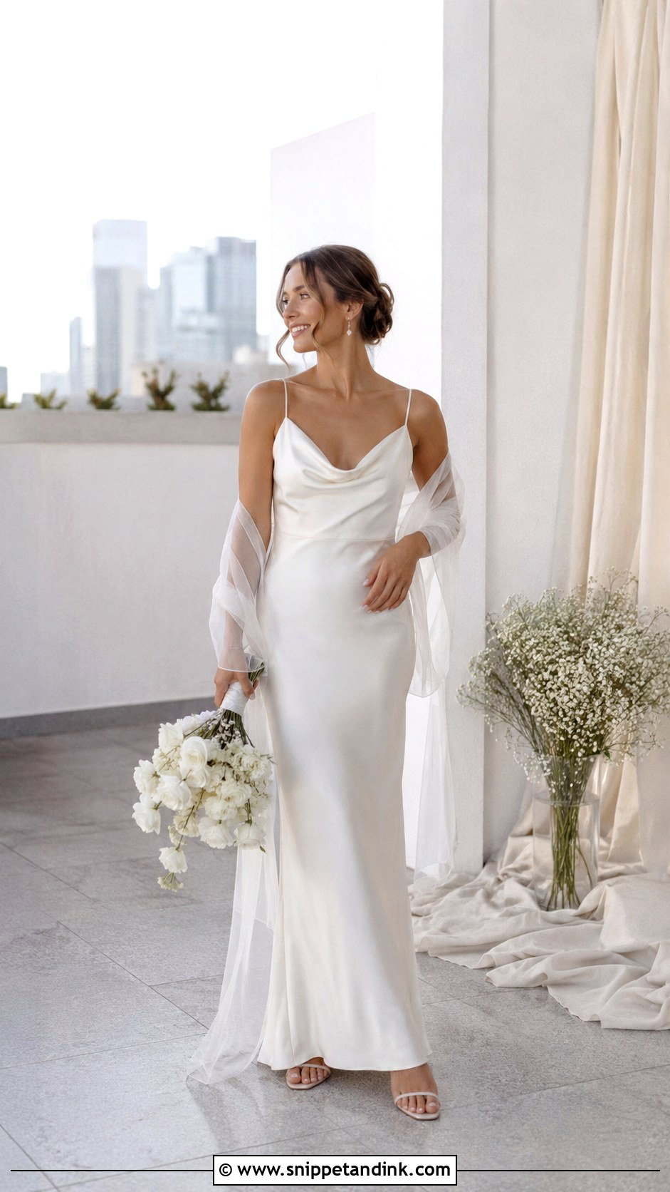 White Satin Cowl Neck Wedding Dress - Snippet and Ink - 25 White Satin Wedding Dress Ideas