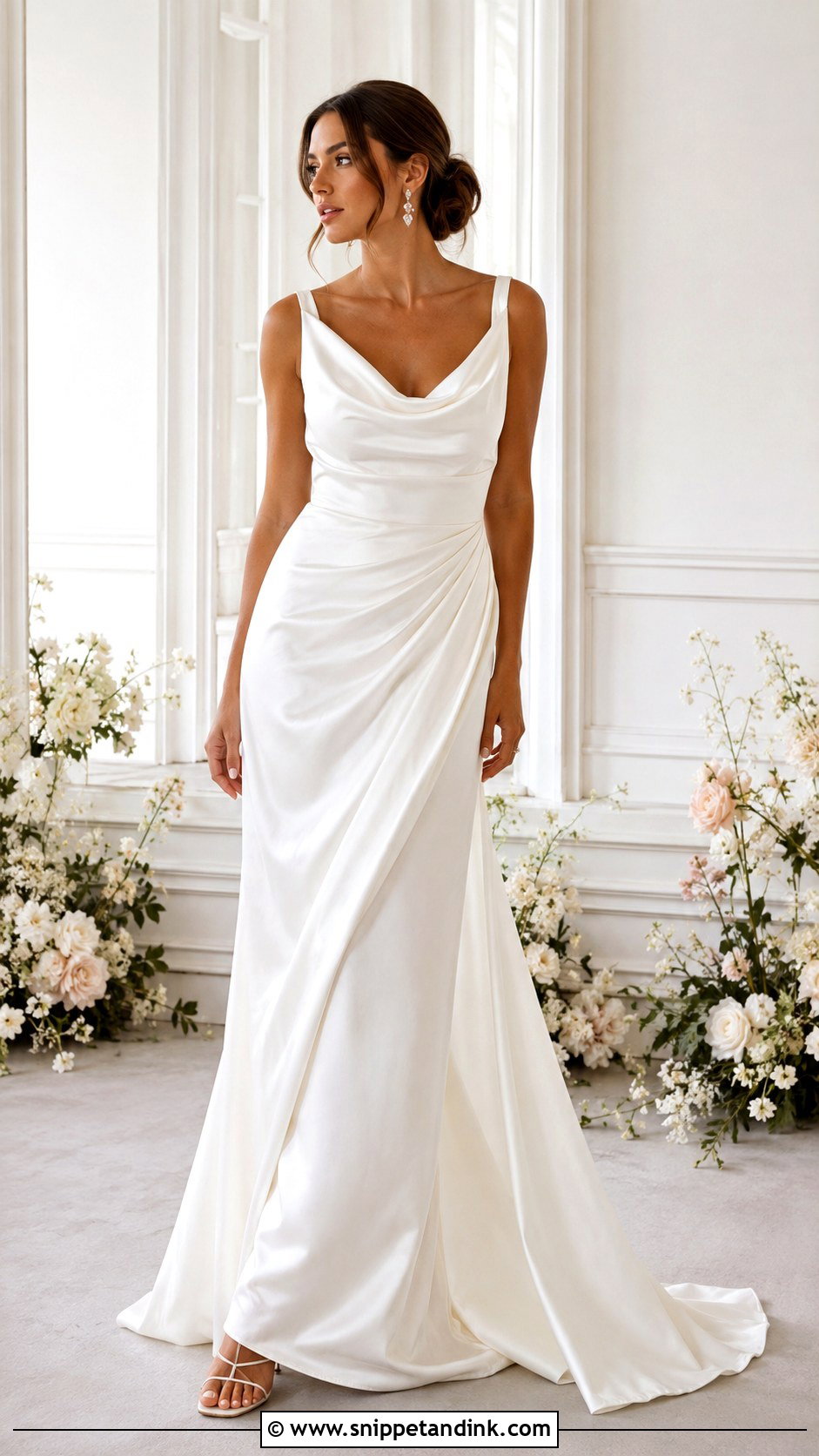 White Satin Draped Wedding Dress - Snippet and Ink - 25 White Satin Wedding Dress Ideas