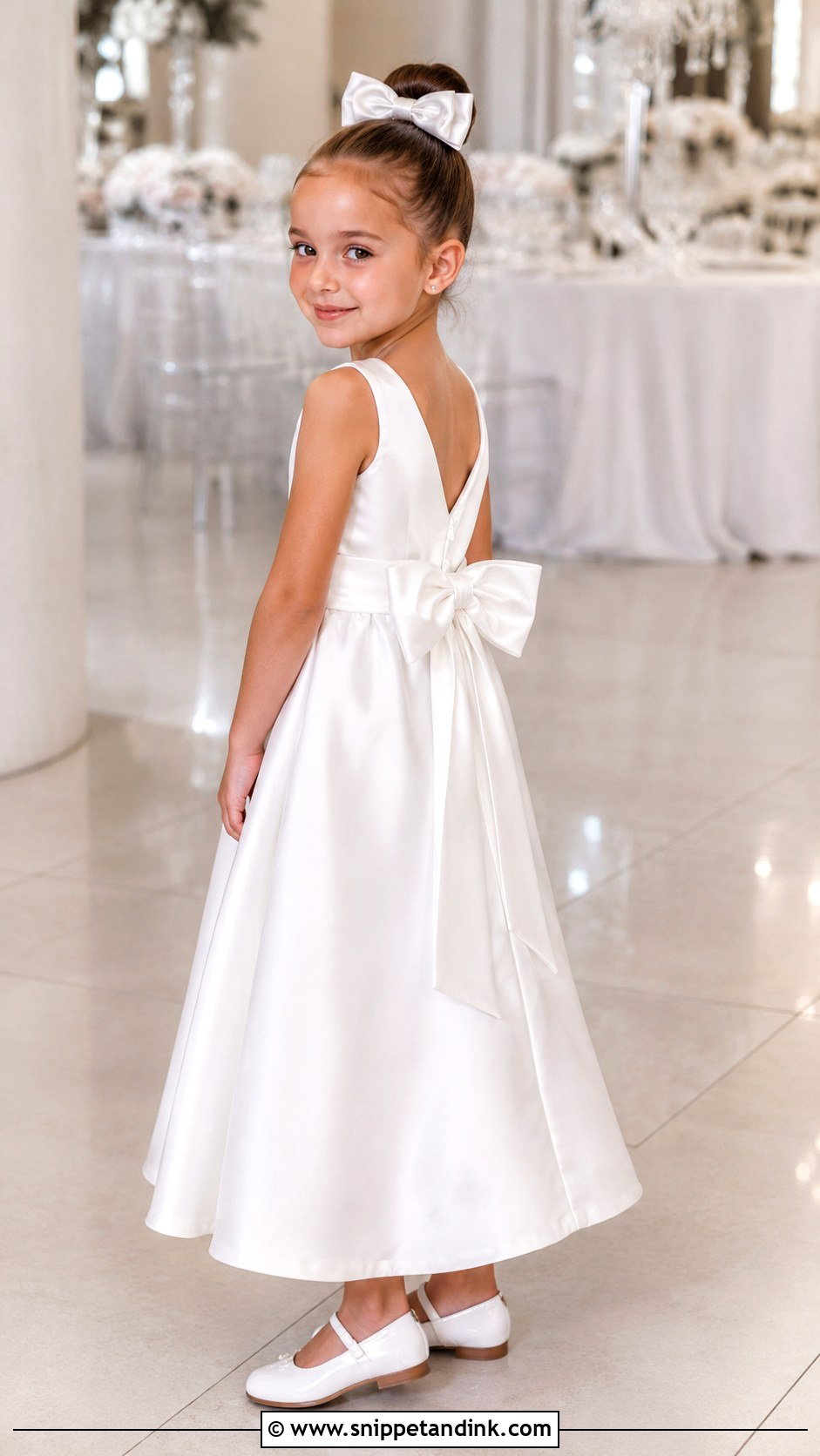 White Satin Girls Wedding Dress - Snippet and Ink - 25 Girls Wedding Dresses