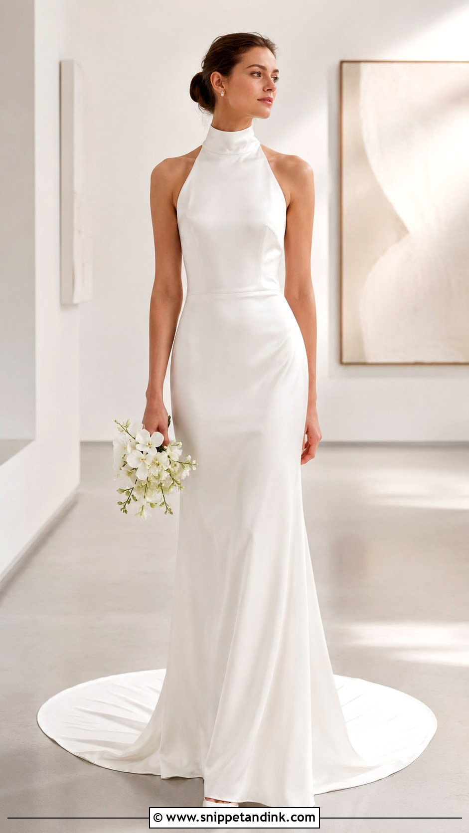 White Satin High Neck Wedding Dress - Snippet and Ink - 25 White Satin Wedding Dress Ideas