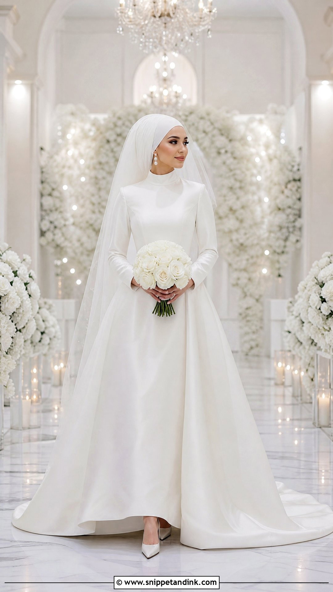 White Satin Islamic Bridal Dress - Snippet and Ink - 25 Islamic Bridal Dress Ideas