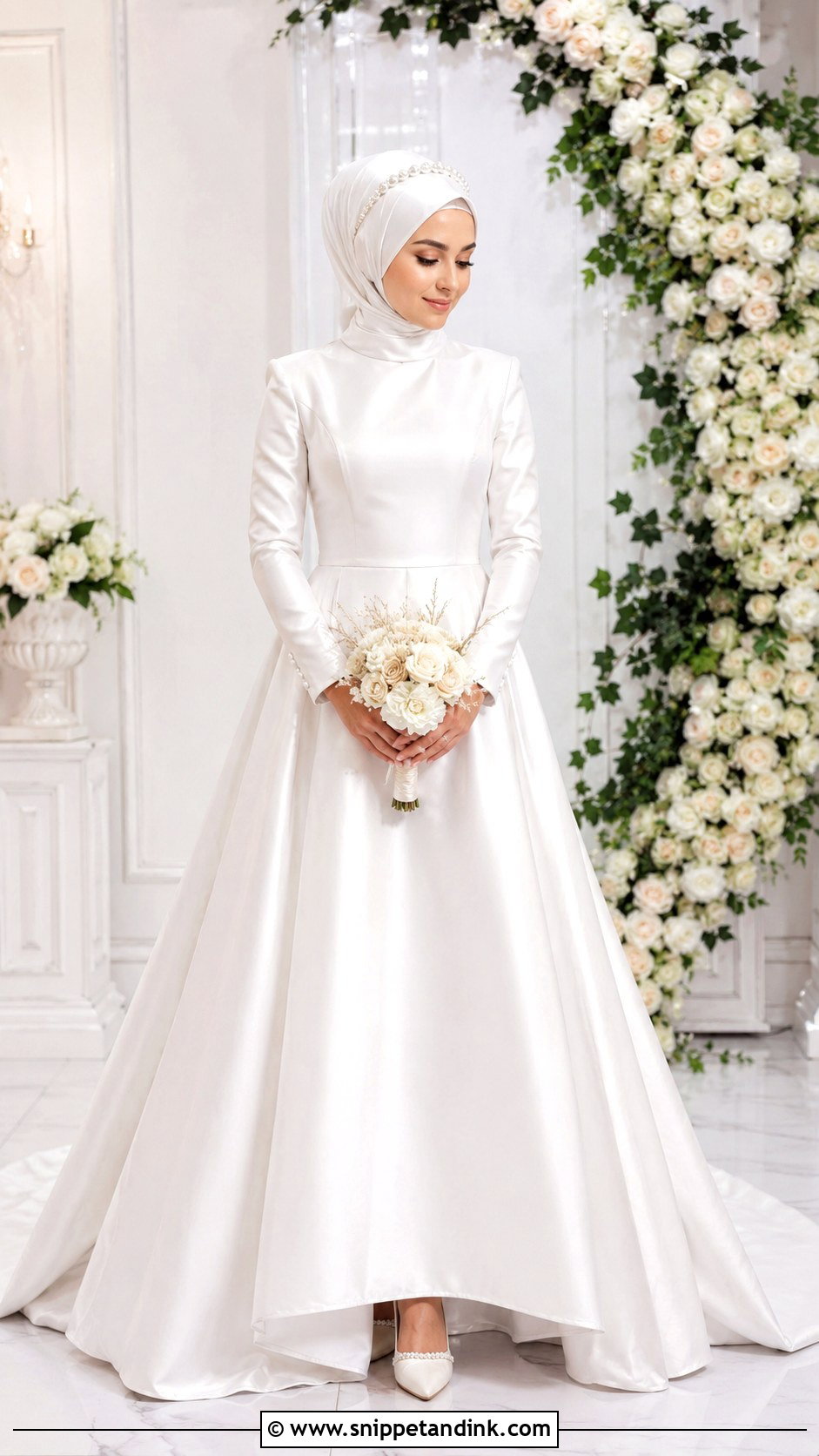 White Satin Muslim Wedding Dress - Snippet and Ink - 25 Simple Muslim Wedding Dress Ideas