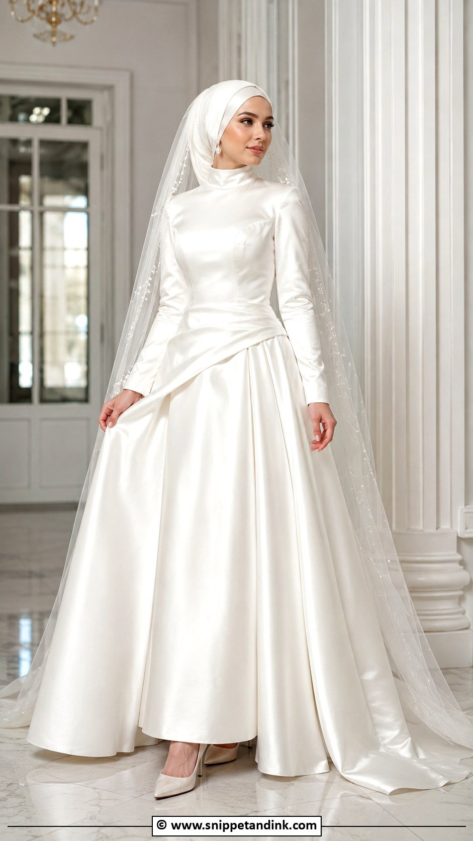 White Satin Muslim Wedding Gown - Snippet and Ink - 30 Muslim Wedding Gown Ideas