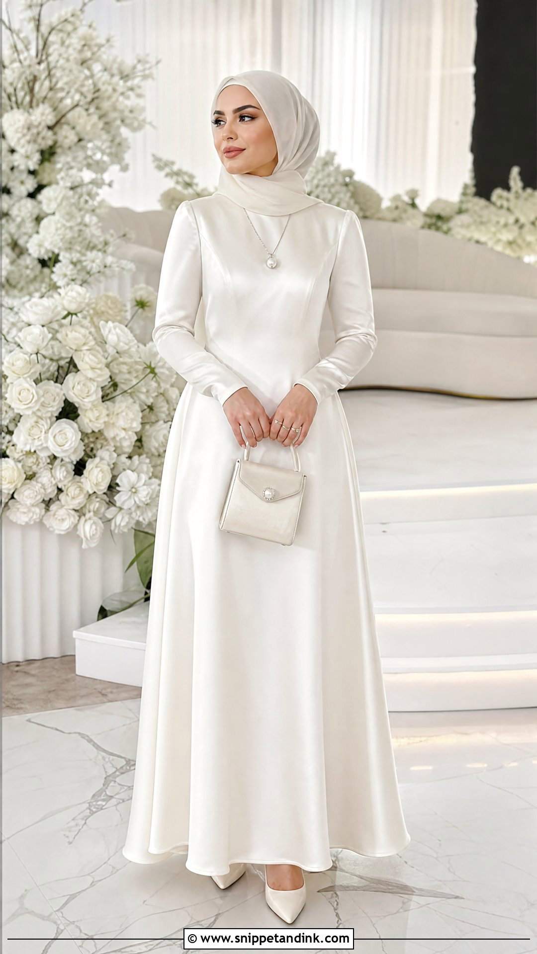 White Satin Nikkah Maxi Dress - Snippet and Ink - 20 Simple White Nikkah Dress Ideas