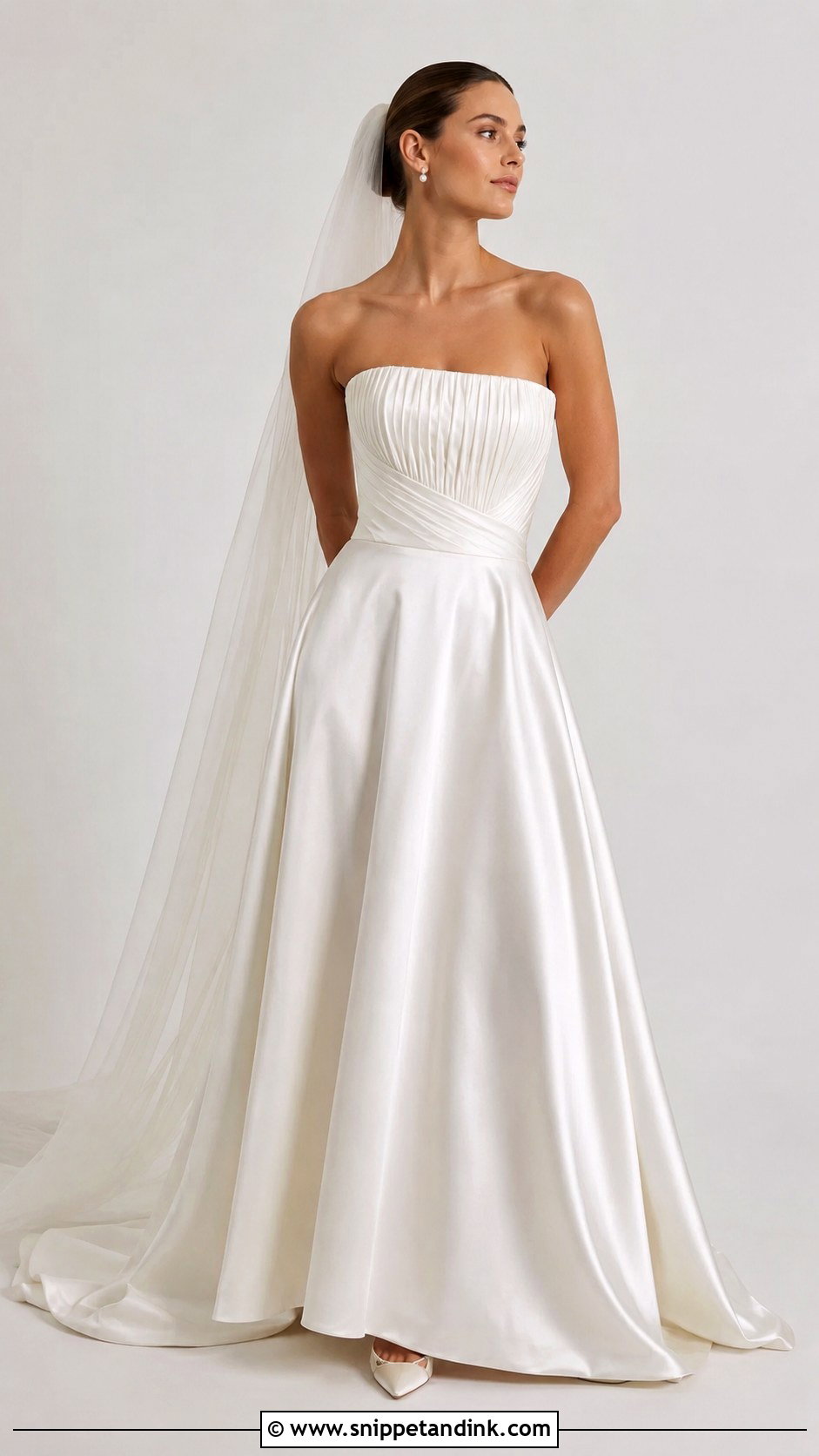 White Satin Pleated Wedding Dress - Snippet and Ink - 25 White Satin Wedding Dress Ideas
