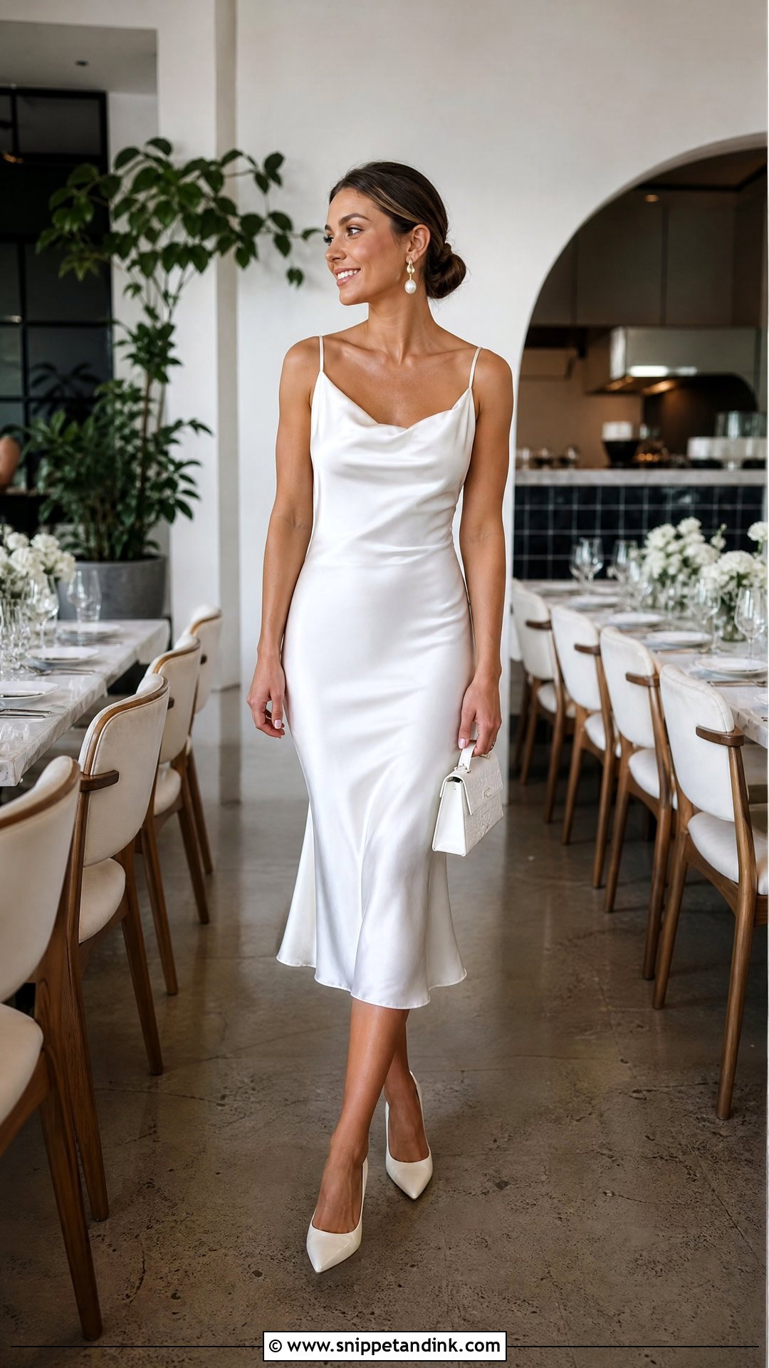 White Satin Slip Bridal Outfit - Snippet and Ink - 20 White Bridal Outfits