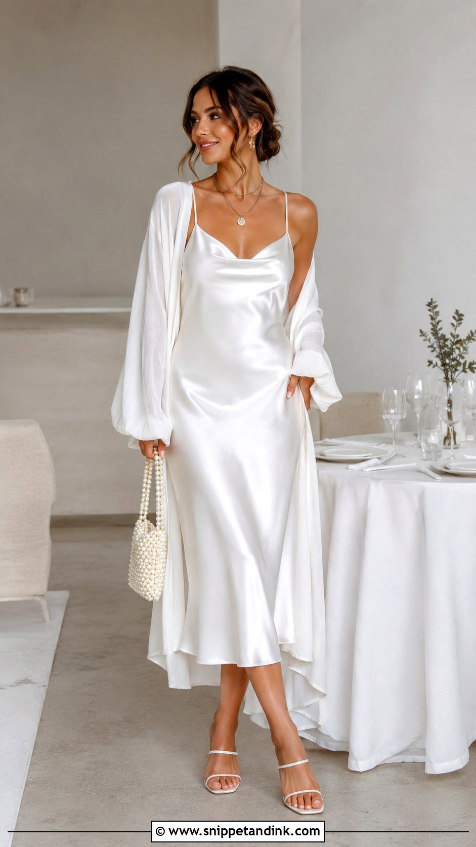 White Satin Slip Dress Bachelorette Outfit - Snippet and Ink - 25 White Bachelorette Party Outfit Ideas