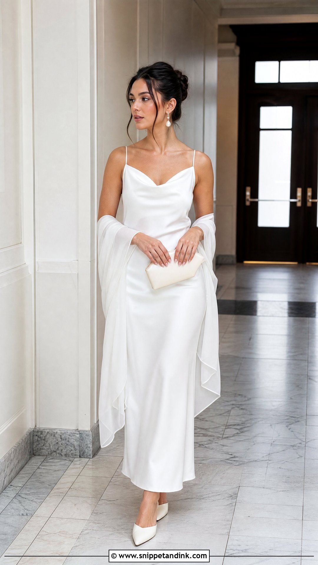 White Satin Slip Elopement Dress - Snippet and Ink - 20 White Elopement Dress Ideas