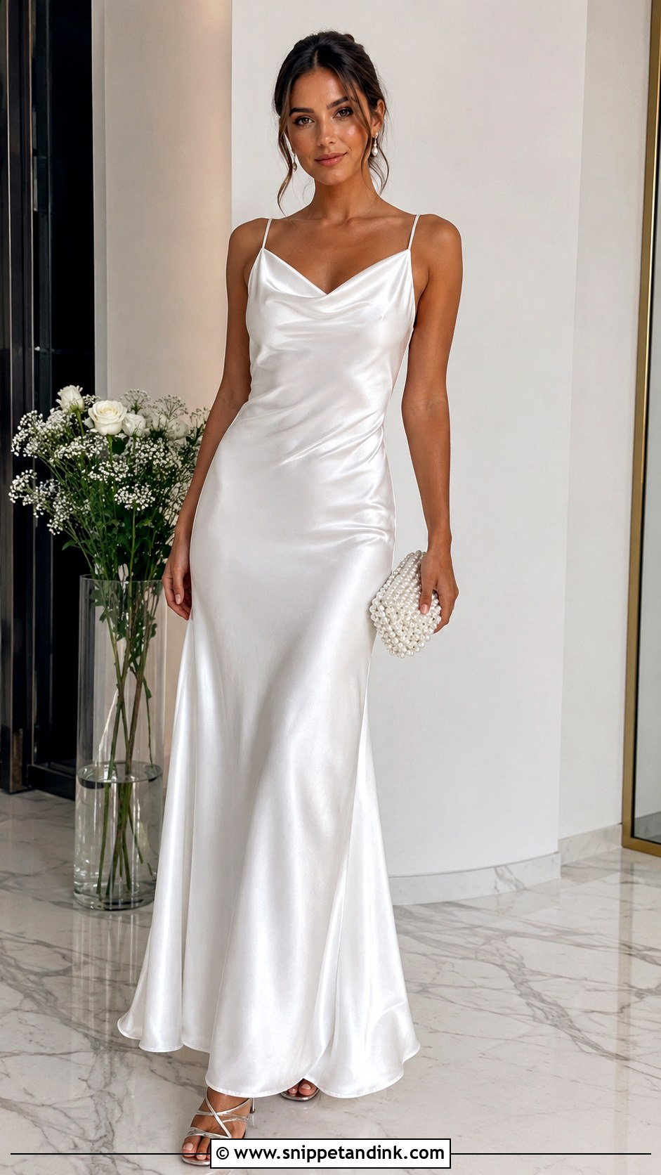 White Satin Slip Gown - Snippet and Ink - 30 White Gowns