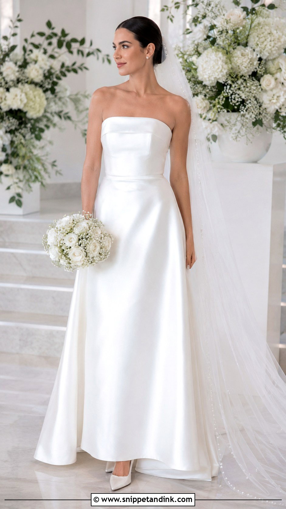 White Satin Strapless Wedding Dress - Snippet and Ink - 25 White Satin Wedding Dress Ideas
