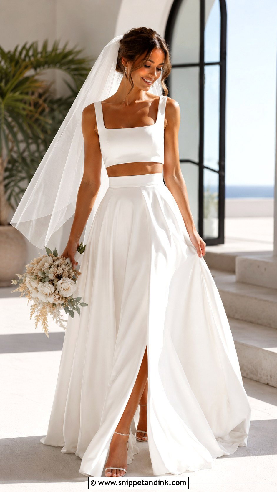 White Satin Two Piece Wedding Dress - Snippet and Ink - 25 White Satin Wedding Dress Ideas