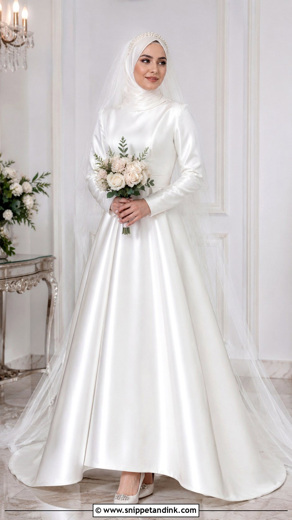 White Satin Wedding Dress Hijab - Snippet and Ink - 35 Wedding Dress Hijab Ideas