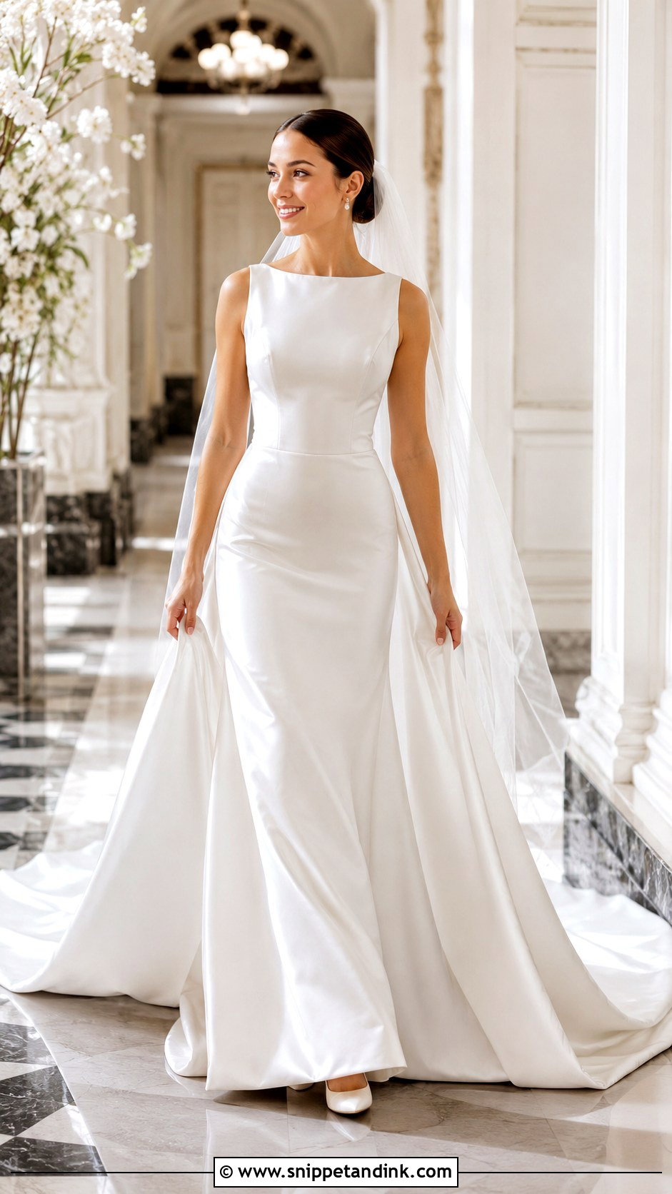 White Satin Wedding Dress With Train - Snippet and Ink - 25 White Satin Wedding Dress Ideas