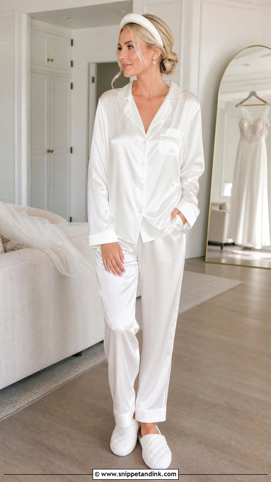 White Satin Wedding Pyjamas - Snippet and Ink - 20 Wedding Pyjamas Ideas