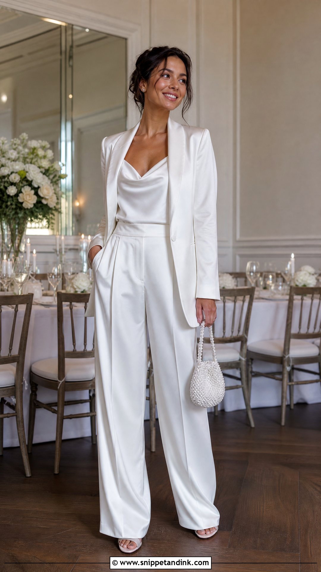 White Satin Wedding Suit - Snippet and Ink - 20 White Suit Wedding Women Ideas