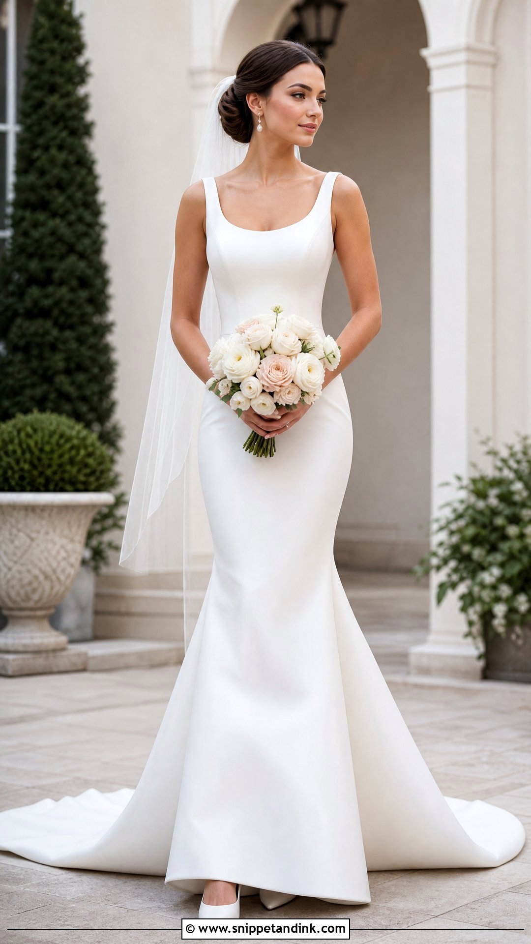 White Scoop Neck Mermaid Wedding Dress - Snippet and Ink - 20 White Mermaid Wedding Dress Ideas