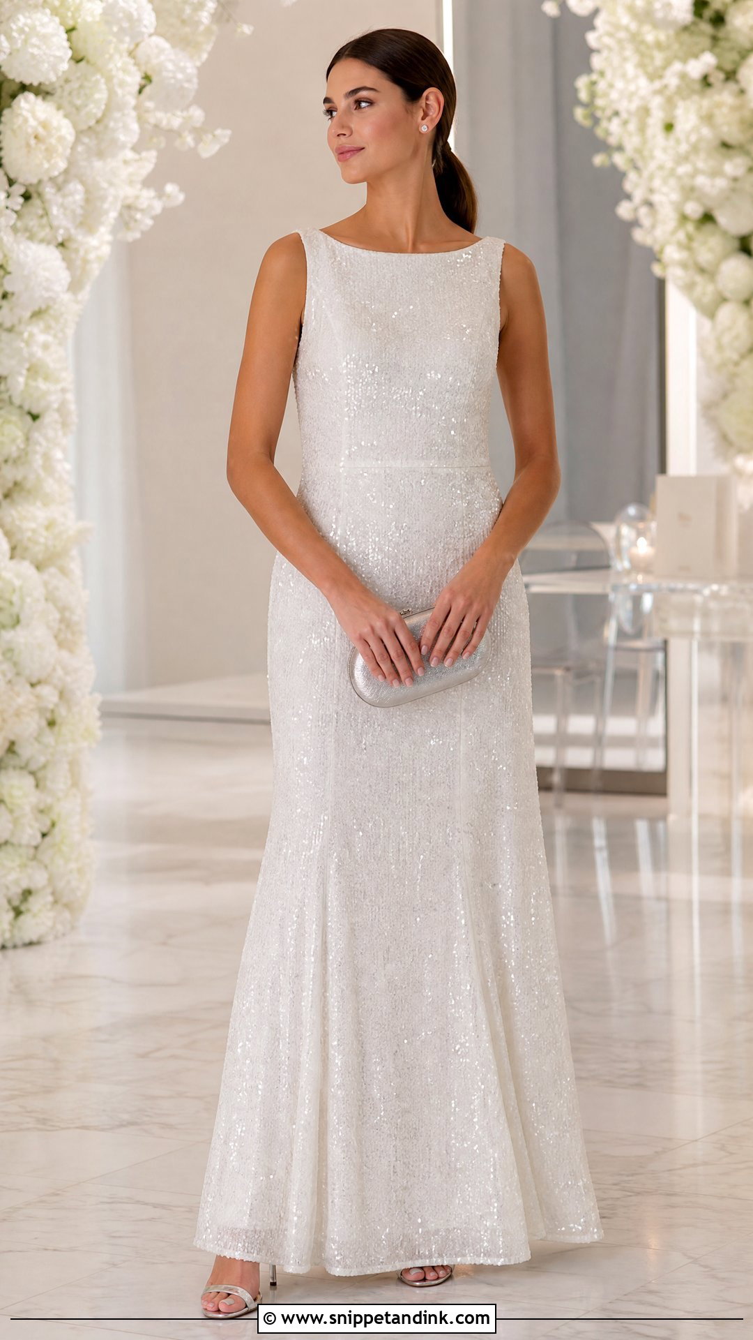 White Sequin Maid of Honor Dress - Snippet and Ink - 20 White Maid of Honor Dress Ideas
