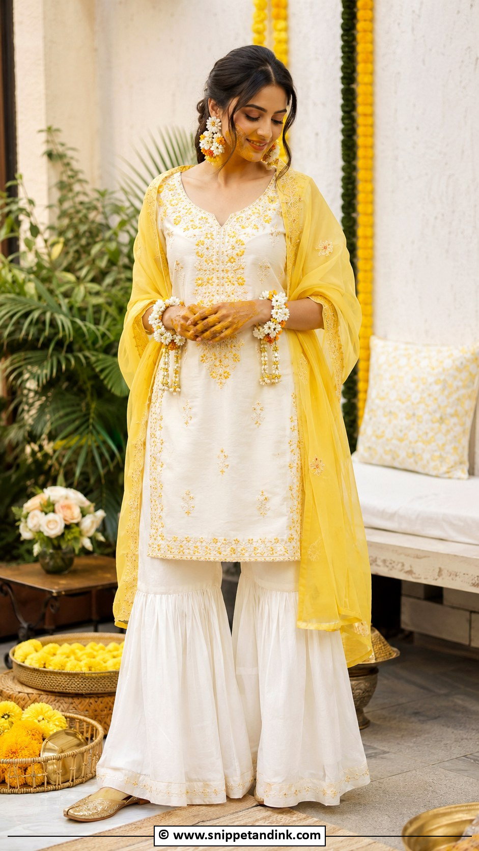 White Sharara For Haldi - Snippet and Ink - 30 Haldi Dress Ideas for Bride