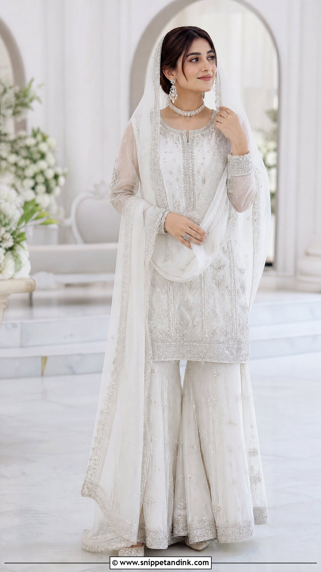 White Sharara Nikah Dress - Snippet and Ink - 20 Pakistani Nikah Dress Ideas