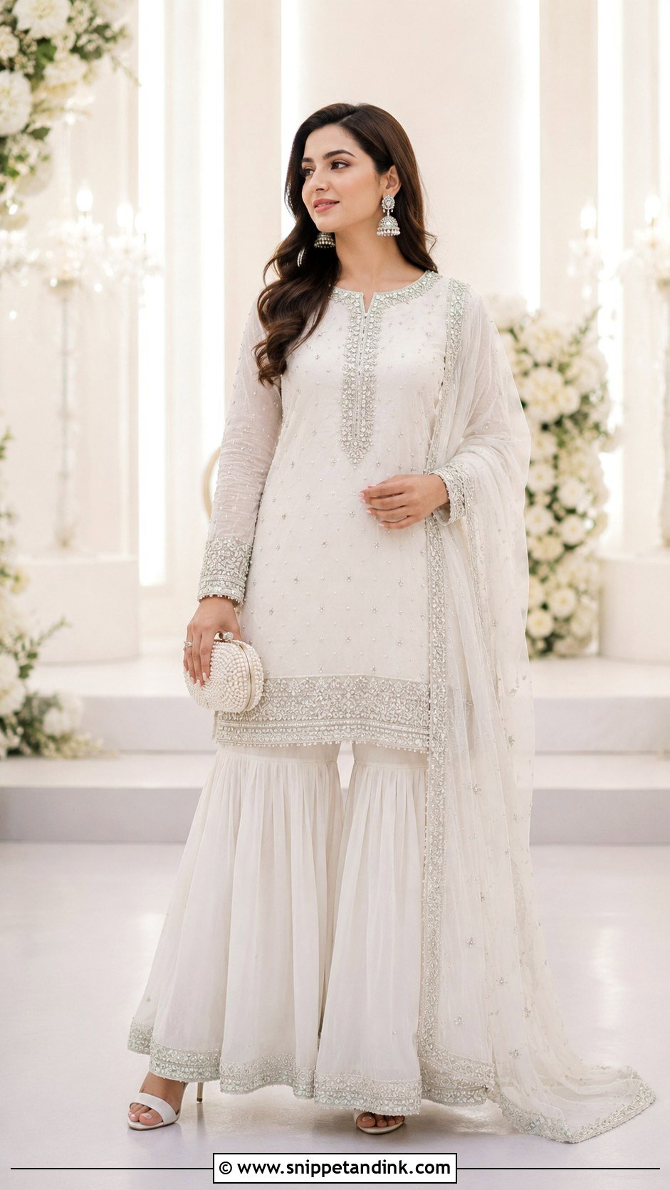 White Sharara Nikah Dress - Snippet and Ink - 20 Nikah Dress for Bride Ideas