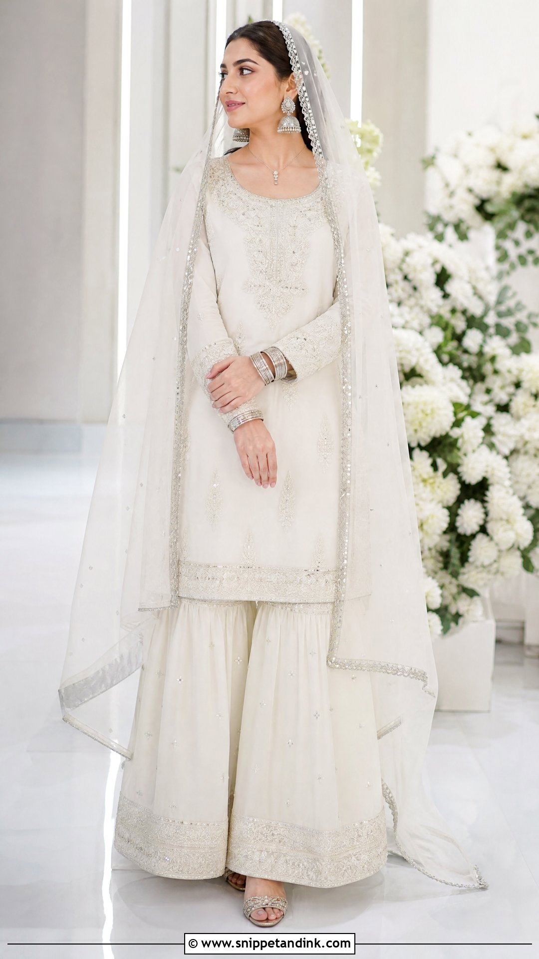 White Sharara Nikkah Bride Outfit - Snippet and Ink - 20 Nikkah Bride Outfit Ideas