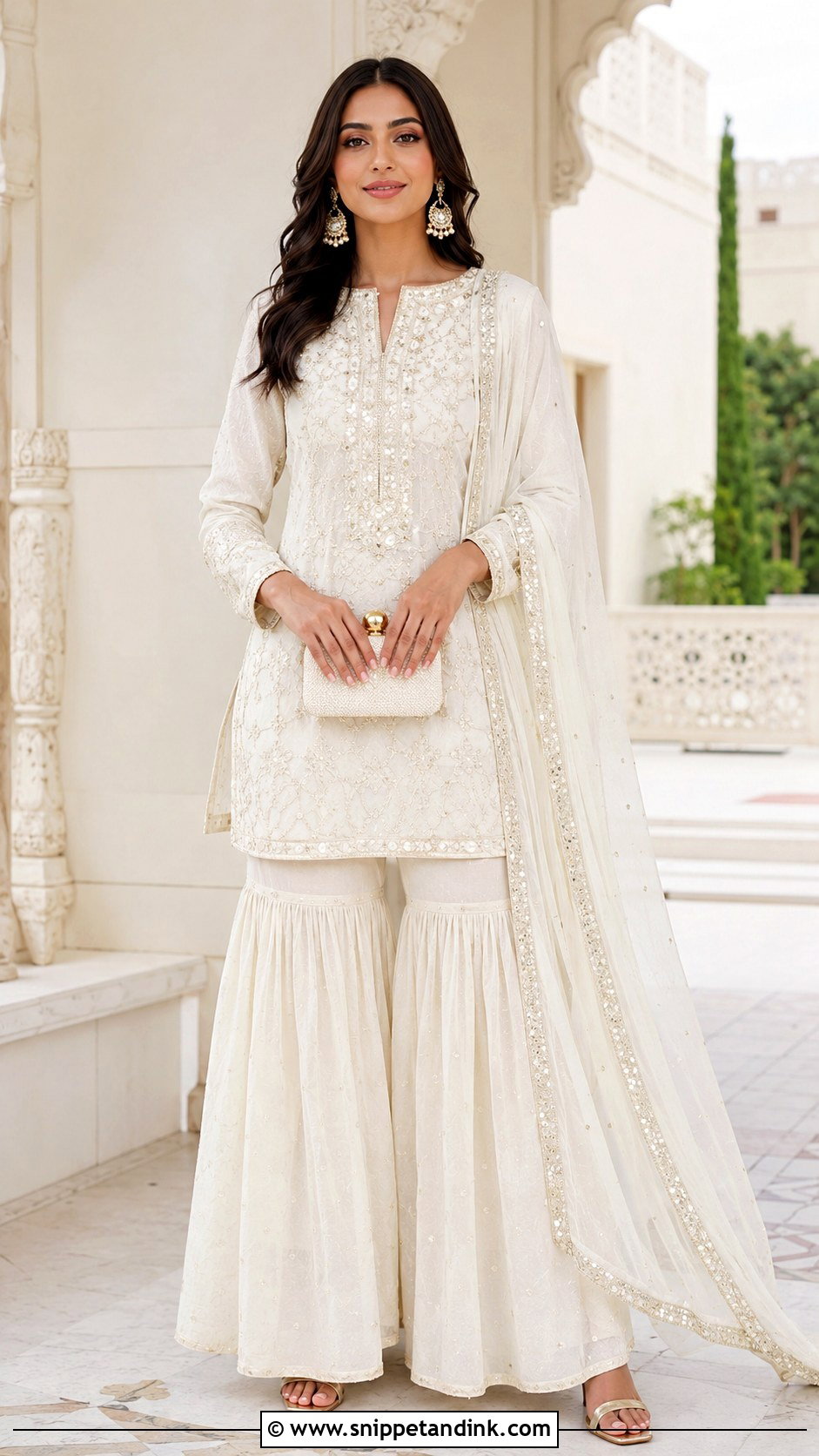 White Sharara Set With Dupatta - Snippet and Ink - 25 Sharara Set Indian Weddings Ideas