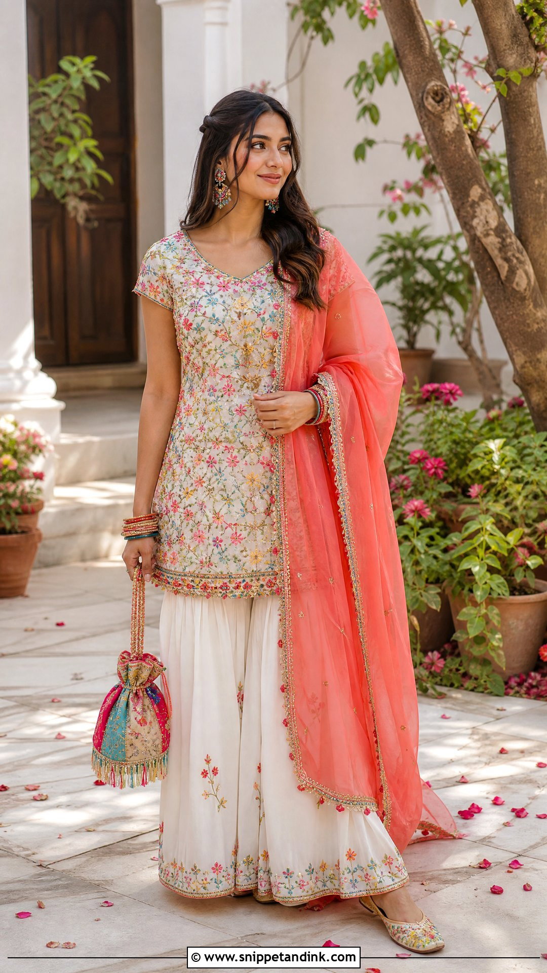 White Sharara With Colorful Embroidery - Snippet and Ink - 20 Stylish Sharara Designs for Wedding