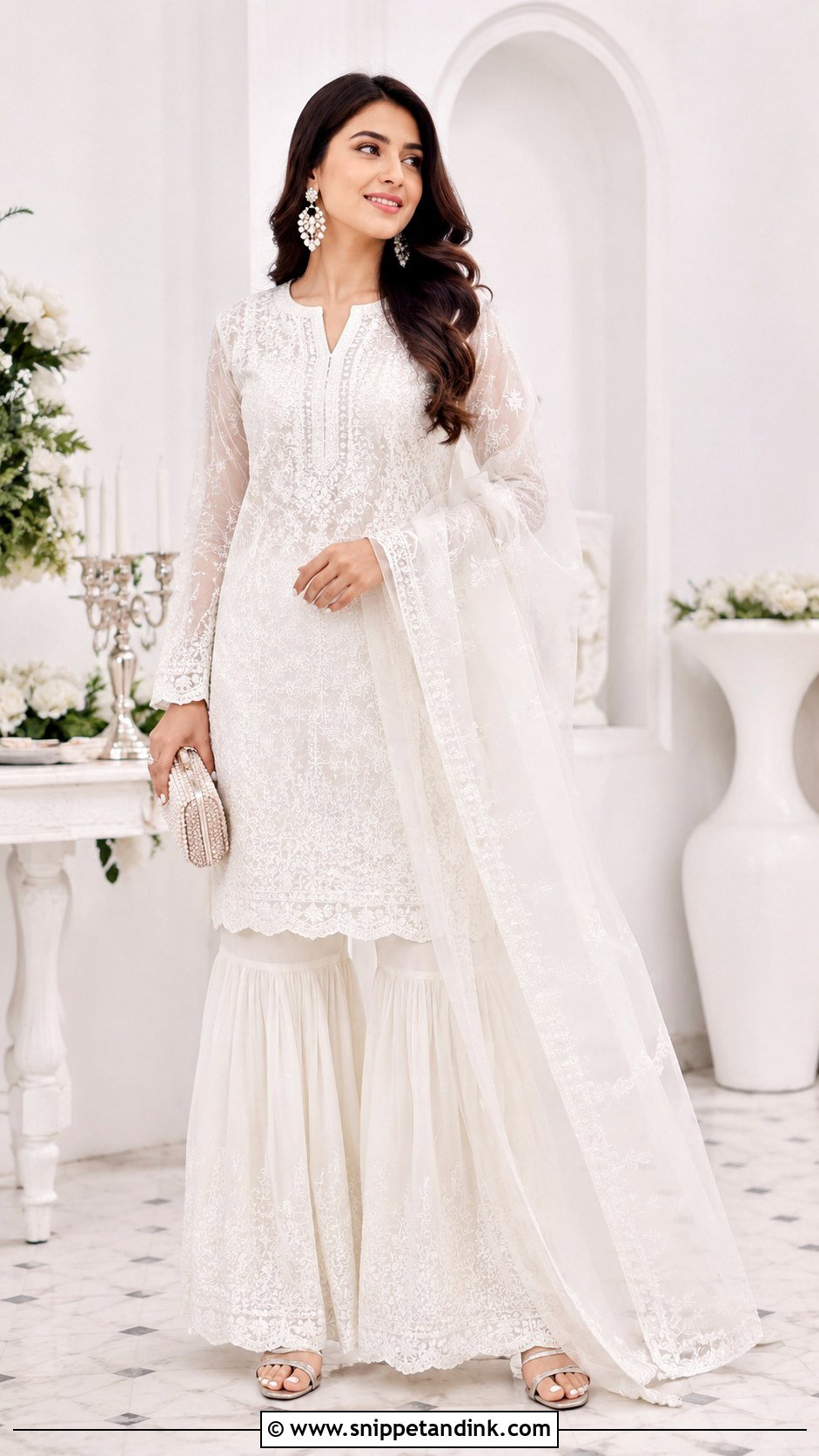 White Sharara With Dupatta - Snippet and Ink - 25 Wedding Sharara Ideas