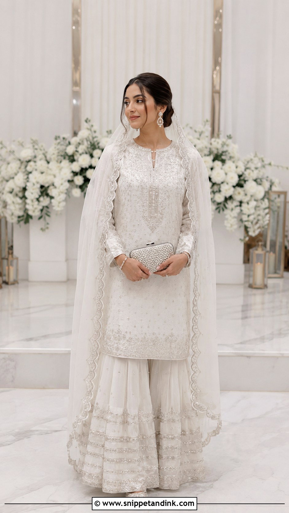 White Sharara With Silver Borders - Snippet and Ink - 20 Pakistani Sharara Designs for Wedding