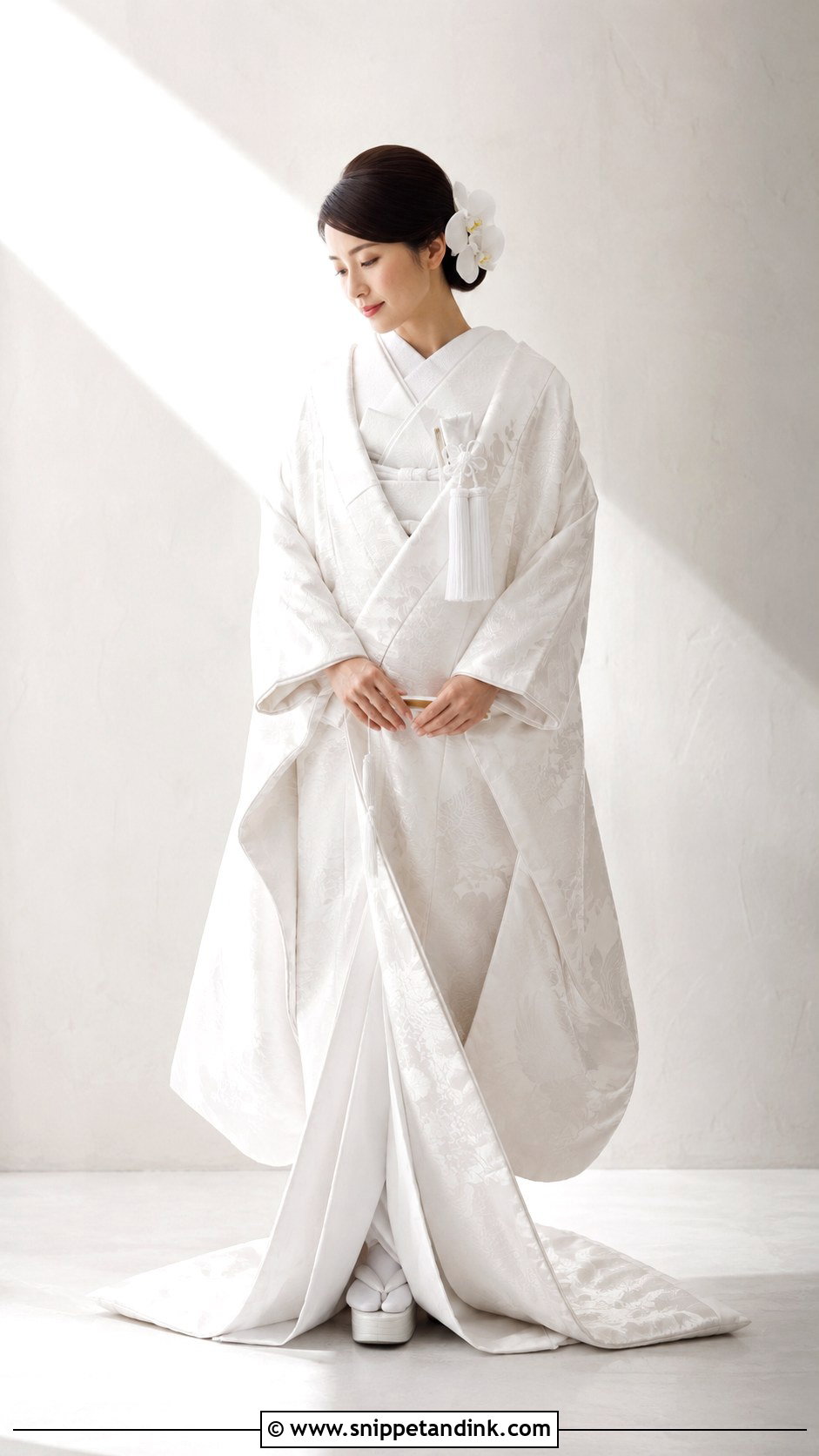 White Shiromuku Bridal Kimono - Snippet and Ink - 30 Asian Wedding Dress Ideas