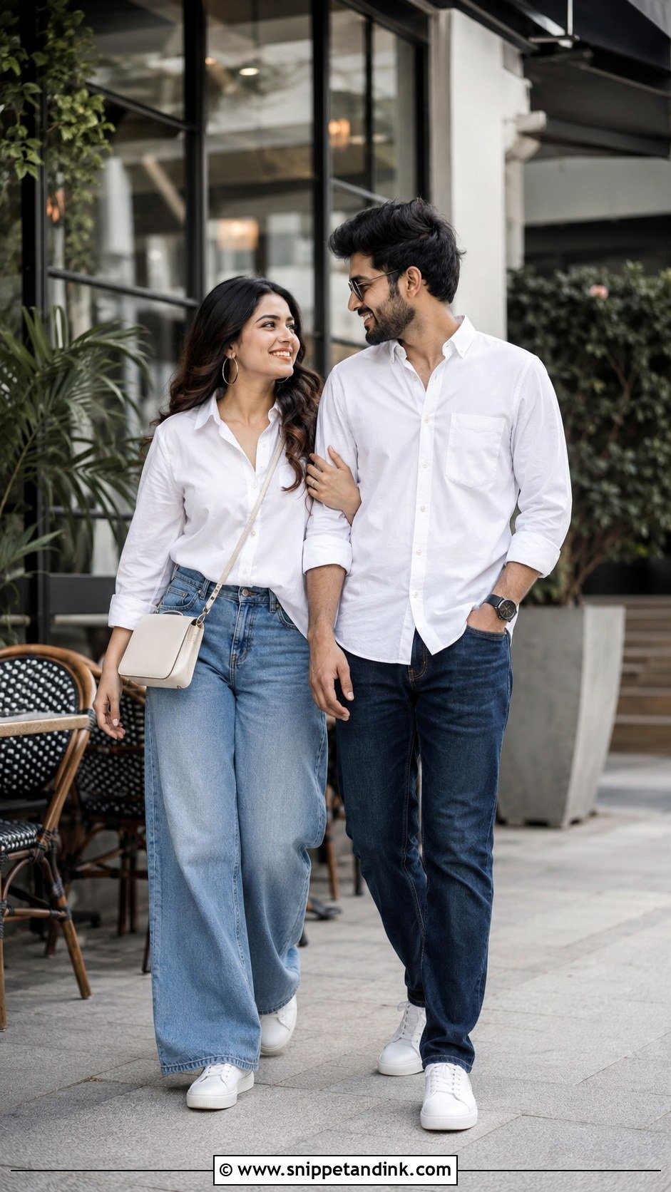 White Shirt And Blue Jeans Pre Wedding Shoot Outfit - Snippet and Ink - 20 Indian Pre Wedding Shoot Outfit Ideas