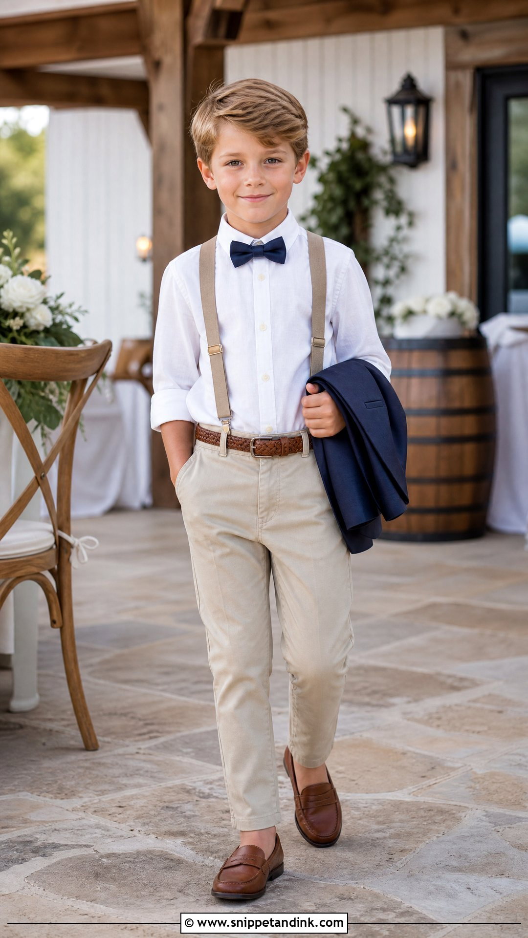 White Shirt And Chino Page Boy Outfit - Snippet and Ink - 20 Paige Boys Wedding Outfits