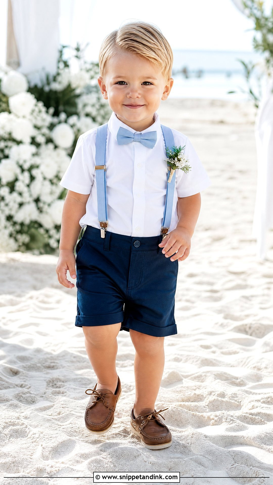 White Shirt And Dress Shorts Ring Bearer Outfit - Snippet and Ink - 20 Ringbearers Outfits